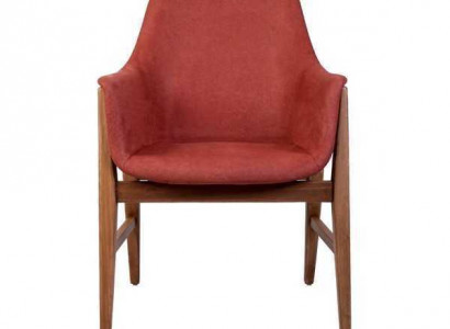 Moderner Lehnstuhl Polsterstuhl Braun-Roter Designer Textil Einsitzer